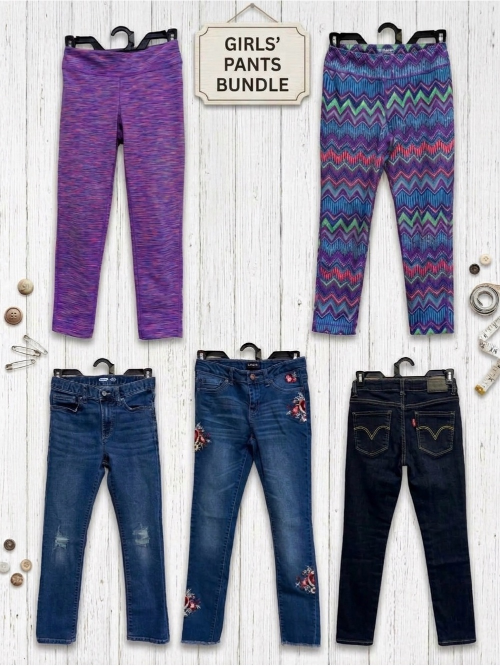 Girls Sz 12 Jeans LEVIS KIDPIK floral OLD NAVY & Activewear Sz 12/14 Kirkland